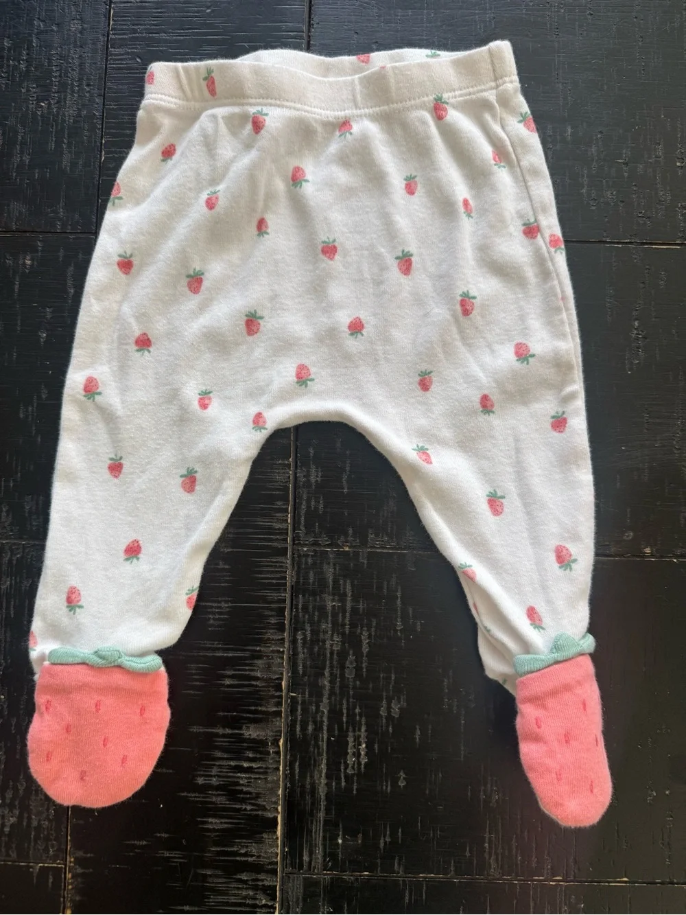 Carter's White One-Piece & Footed Pants with Pink Strawberry Print